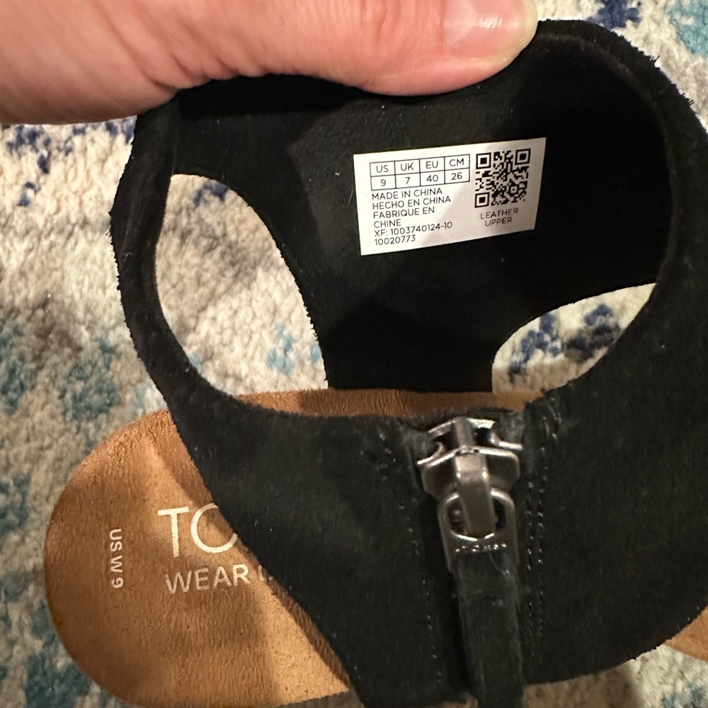 TOMS Majorca Black Suede Platform Cork Sandals - Picture 10 of 13